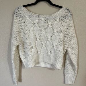 off the shoulder white grandpa sweater